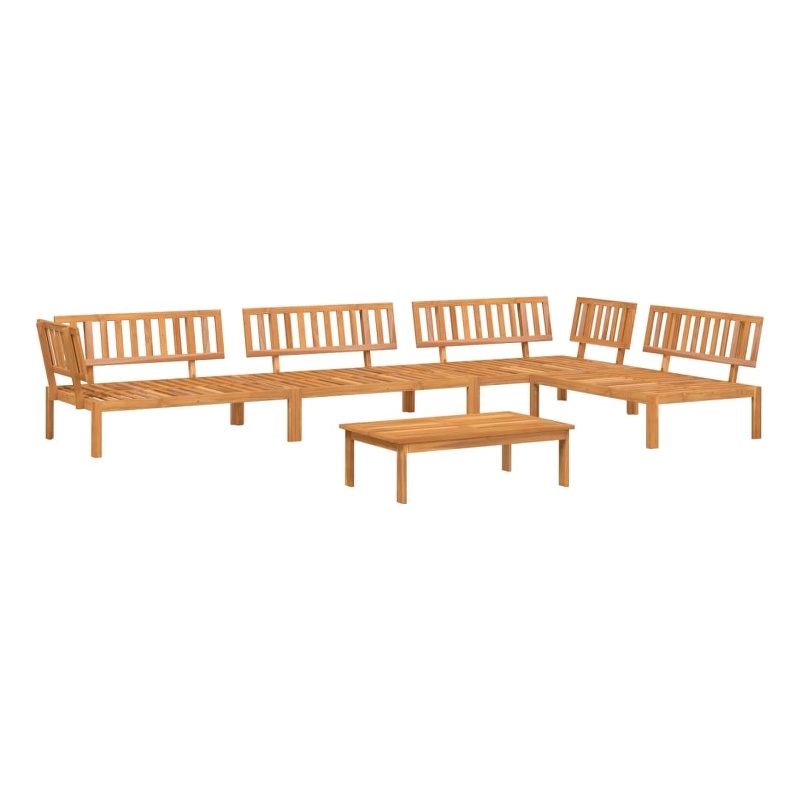 vidaXL Solid Acacia Wood Standard Modular Pallet Sofa Set in Natural Wood