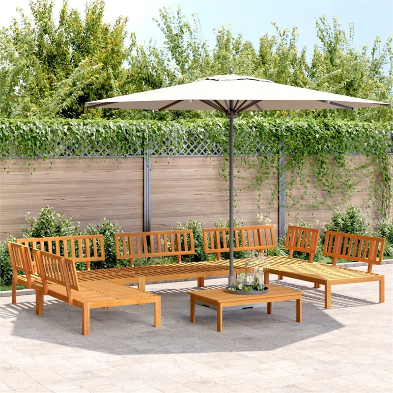 vidaXL Solid Acacia Wood Large Modular Pallet Sofa Set in Natural Wood