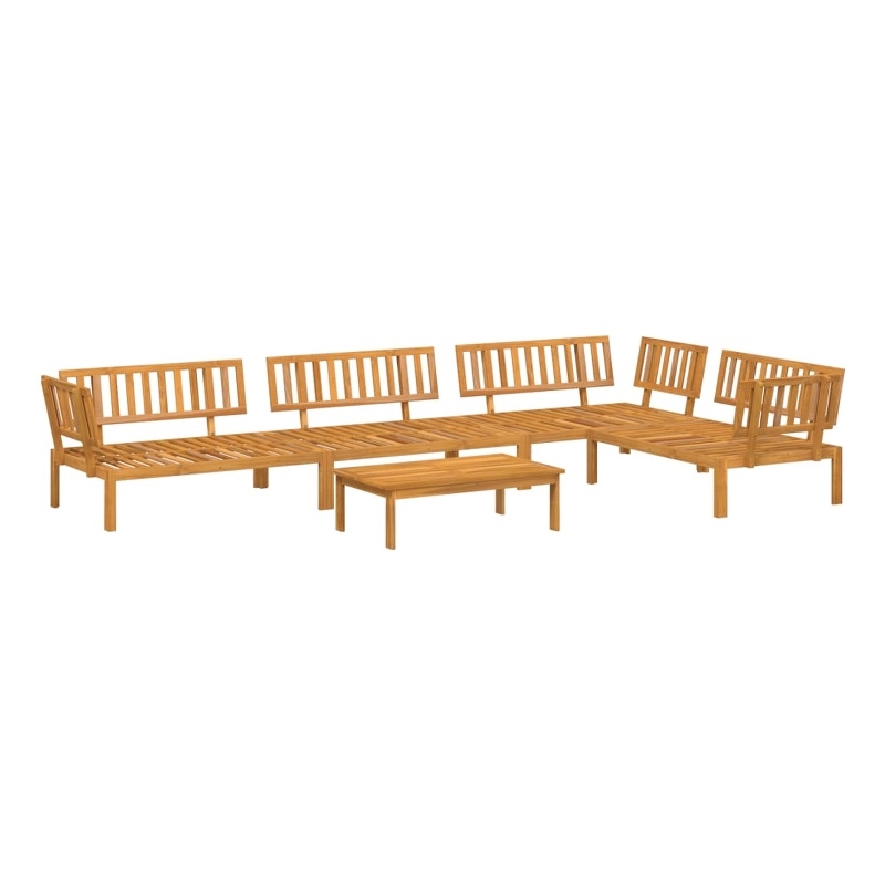 vidaXL Solid Acacia Wood Medium Modular Pallet Sofa Set in Natural Wood