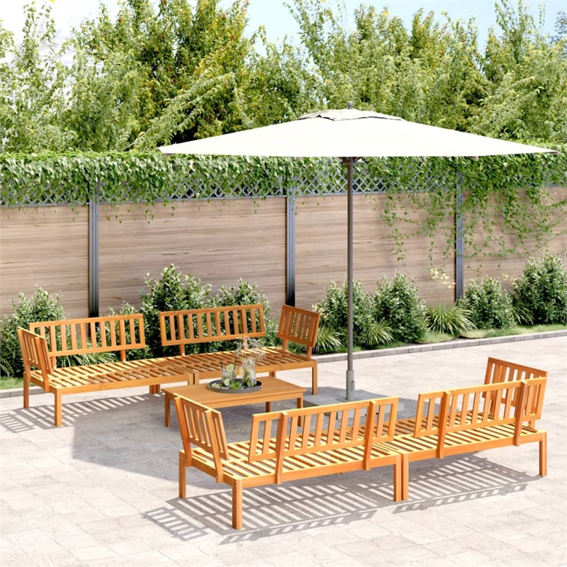 vidaXL Solid Acacia Wood Standard Modular Pallet Sofa Set in Natural Wood