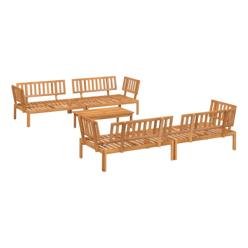 vidaXL Solid Acacia Wood Standard Modular Pallet Sofa Set in Natural Wood