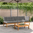 vidaXL Solid Acacia Wood Medium Modular Pallet Sofa Set in Grey