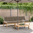 vidaXL Solid Acacia Wood Pallet Sofa Set in Taupe