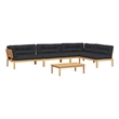 vidaXL Acacia Wood & Polyester Large Modular Pallet Sofa Set in Black & Brown