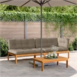 vidaXL Solid Acacia Wood With Polyester Cushions Pallet Sofa Set in Taupe