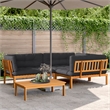 vidaXL Solid Acacia Wood With Polyester Cushions Pallet Sofa Set in Anthracite