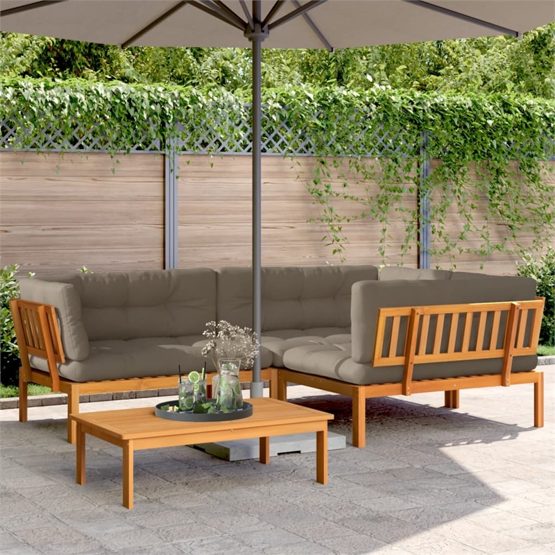 vidaXL Solid Acacia Wood Large Modular Pallet Sofa Set in Taupe