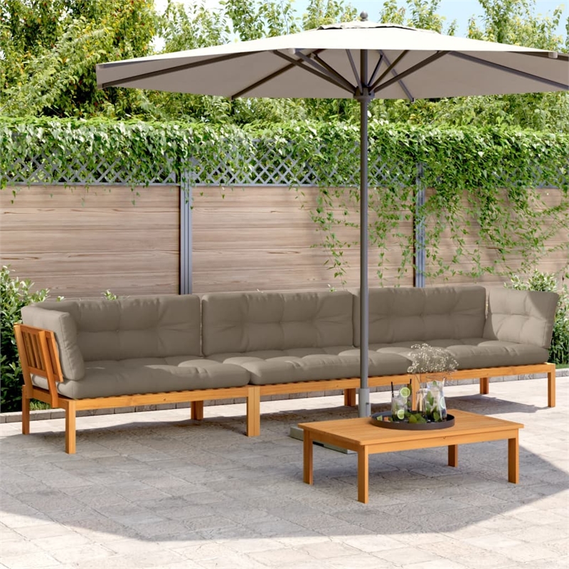 vidaXL 4 Piece Pallet Sofa Set in Taupe