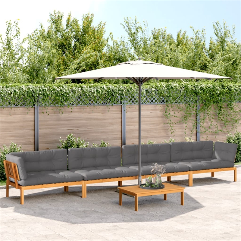 vidaXL Pallet Sofa Set in Grey & Natural Wood