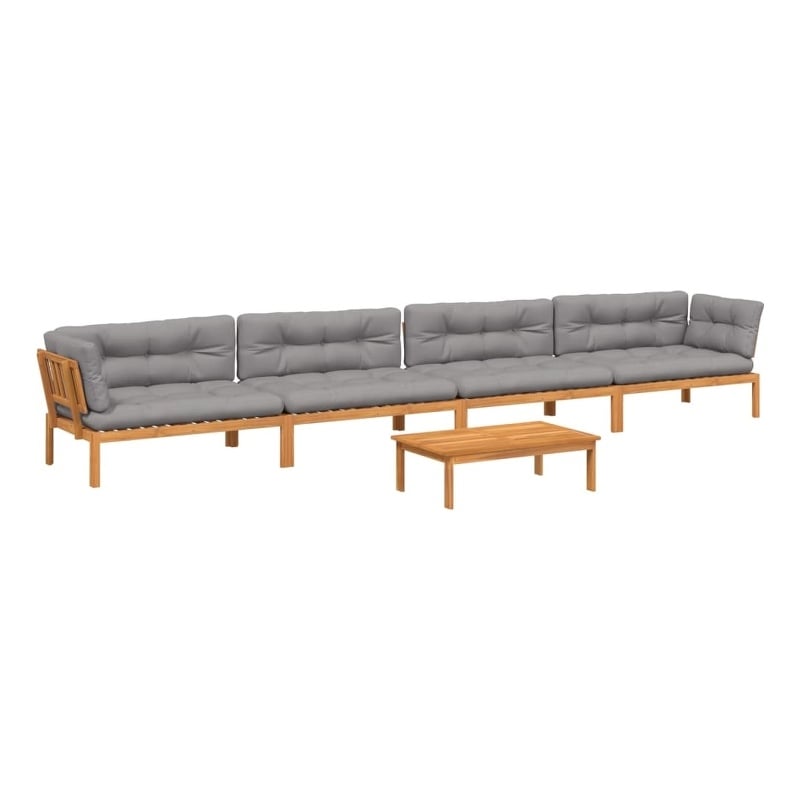 vidaXL Pallet Sofa Set in Grey & Natural Wood