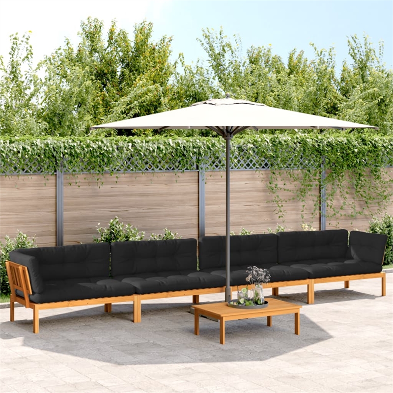 vidaXL Patio Pallet Sofa Set in Natural Wood & Black