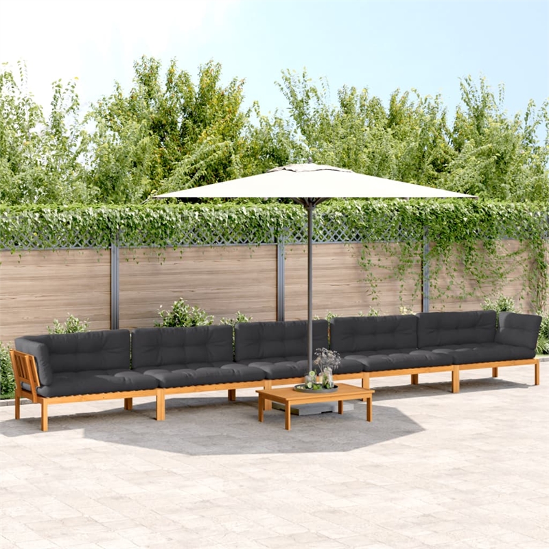 vidaXL Solid Acacia Wood Large Modular Pallet Sofa Set in Natural Wood