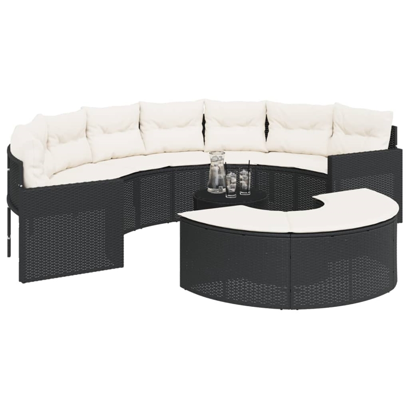 vidaXL Garden Sofa Set in Black & Cream/White
