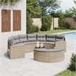 vidaXL Patio Sofa Set in Beige With Light Grey Cushions