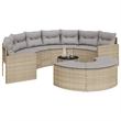 vidaXL Patio Sofa Set in Beige With Light Grey Cushions