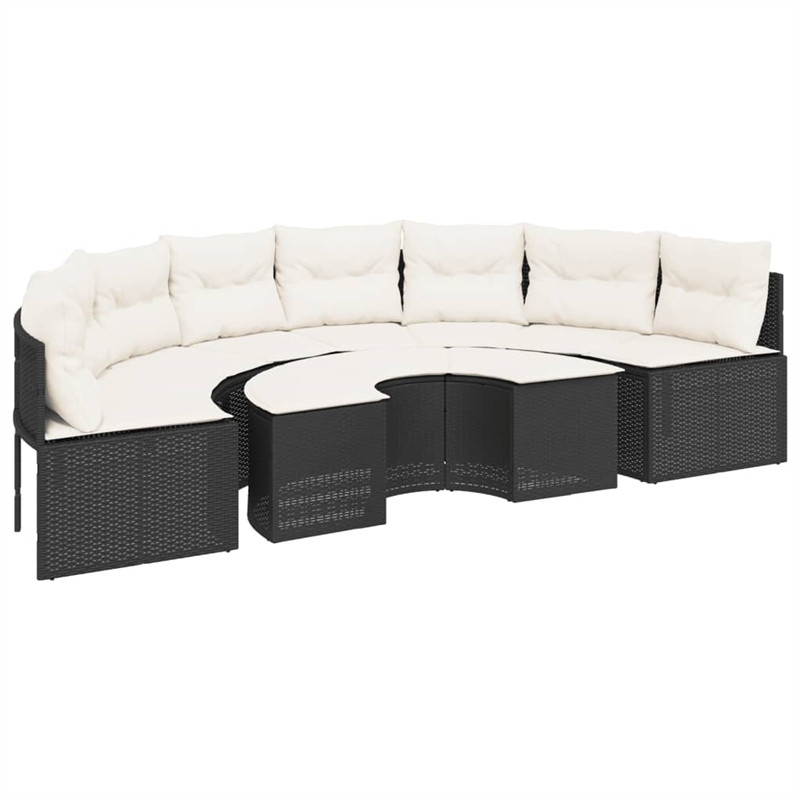 vidaXL Patio Sofa Set in Black & Cream/White Finish