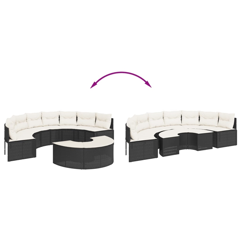vidaXL Patio Sofa Set in Black & Cream/White Finish