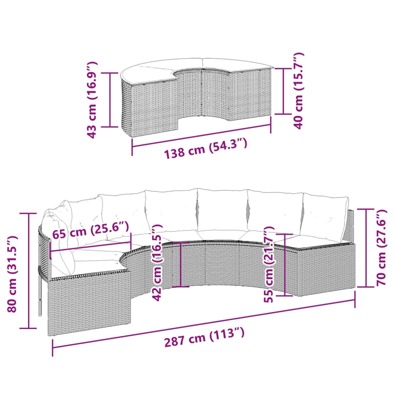 vidaXL Patio Sofa Set in Black & Cream/White Finish