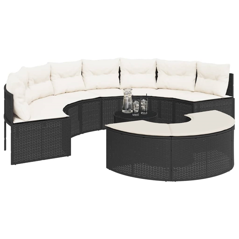 vidaXL Garden Sofa Set in Black & Cream/White Finish