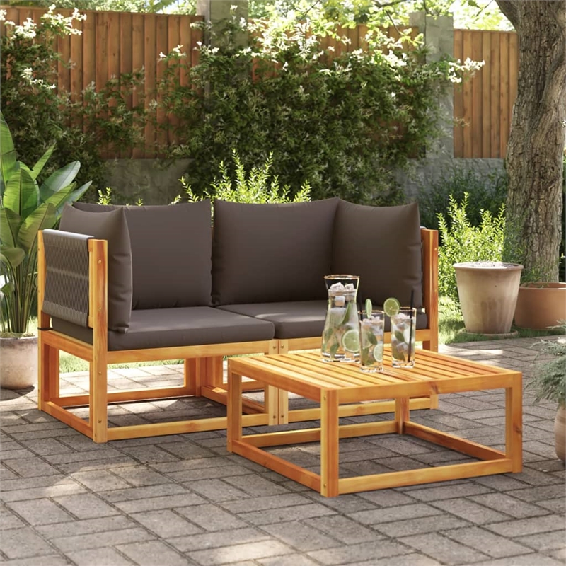 vidaXL 2 Piece Garden Corner Sofa Set With Cushions in Gray