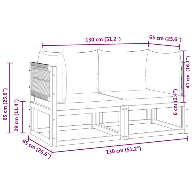 vidaXL 2 Piece Garden Corner Sofa Set With Cushions in Gray
