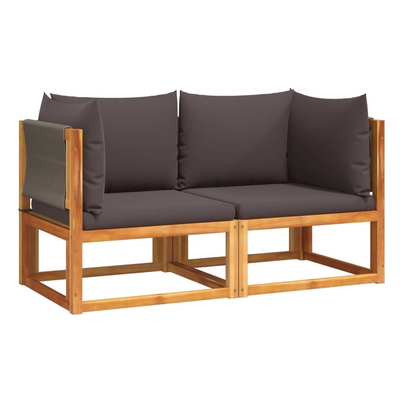 vidaXL 2 Piece Garden Corner Sofa Set With Cushions in Gray