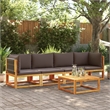 vidaXL 4 Piece Garden Sofa Set With Cushions in Gray