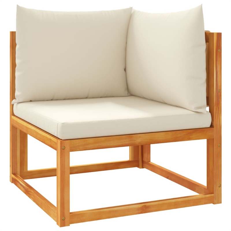 vidaXL 2 Piece Garden Corner Sofa Set With Cushions in Cream White