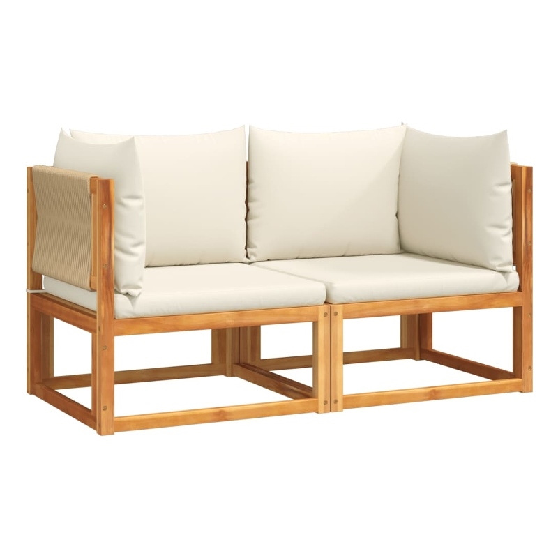 vidaXL 2 Piece Garden Corner Sofa Set With Cushions in Cream White