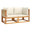 vidaXL 2 Piece Garden Corner Sofa Set With Cushions in Cream White