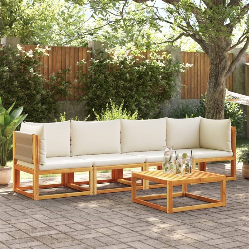 vidaXL 4 Piece Garden Sofa Set With Cushions in Cream White