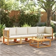 vidaXL 4 Piece Garden Sofa Set With Cushions in Cream White
