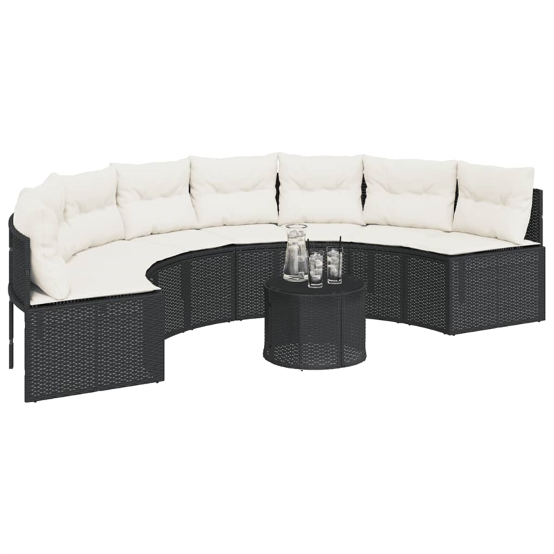 vidaXL Patio Sofa in Black & Cream With White Frame