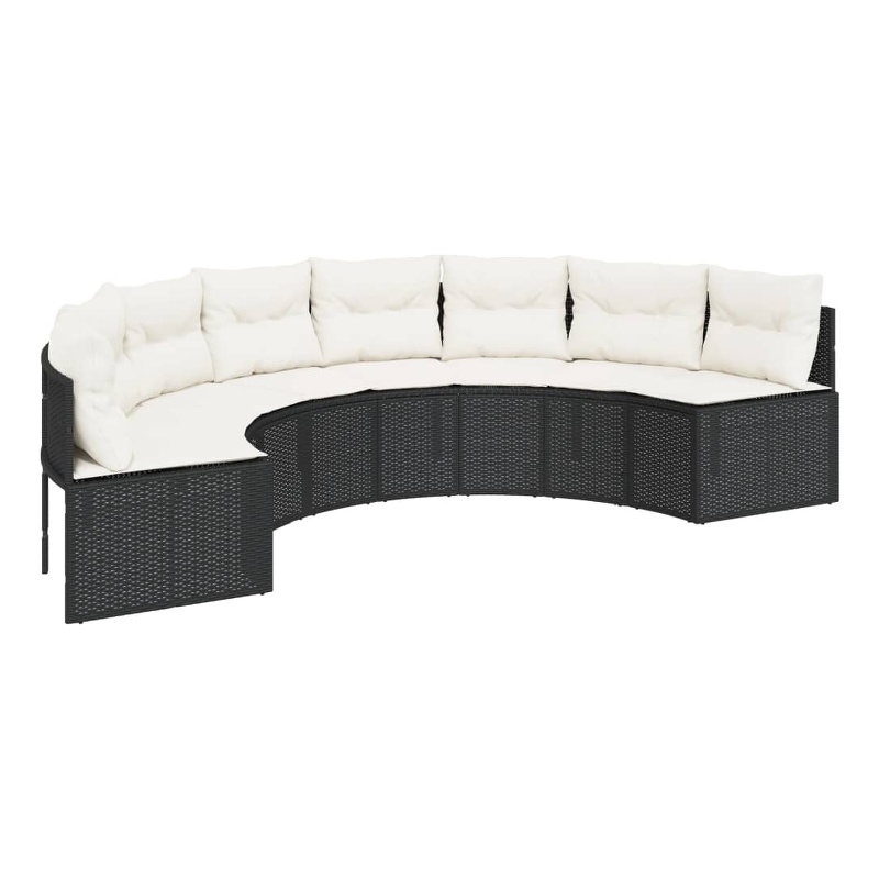 vidaXL Patio Sofa in Black & Cream With White Frame