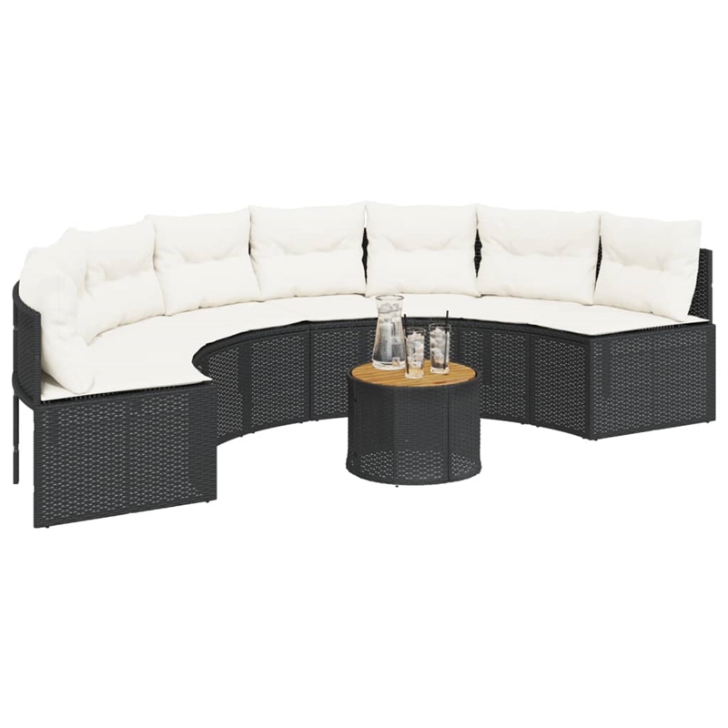 vidaXL Patio Sofa in Black & Cream/White