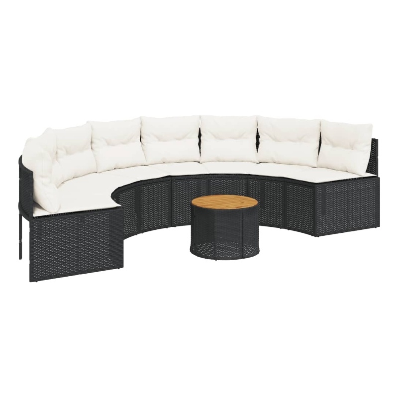 vidaXL Patio Sofa in Black & Cream/White