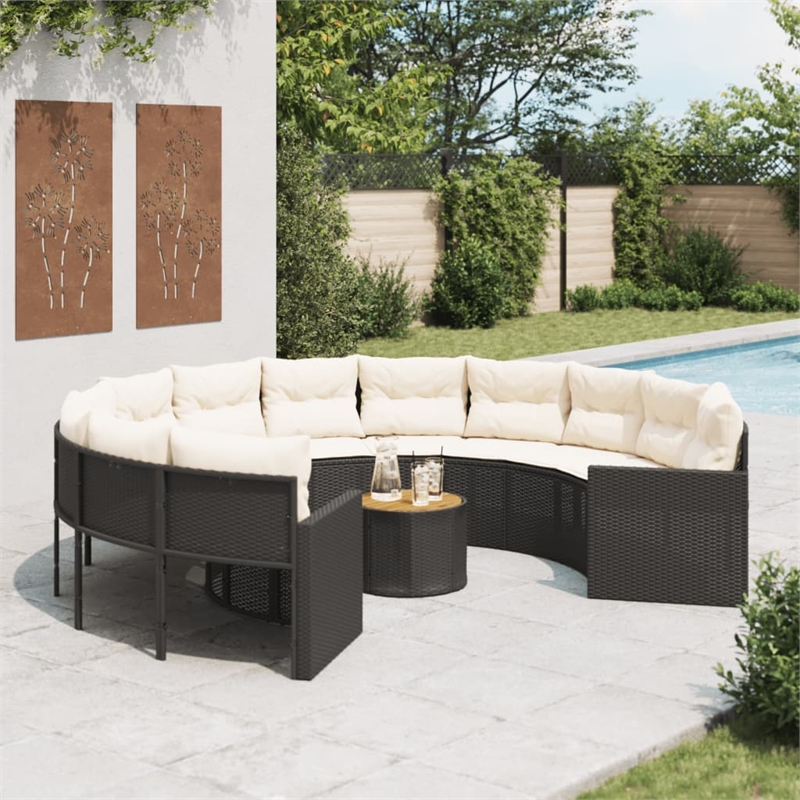 vidaXL Patio Sofa in Black & Cream With White Frame