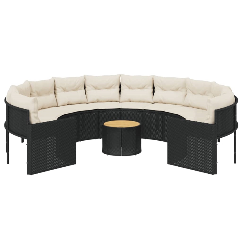 vidaXL Patio Sofa in Black & Cream With White Frame