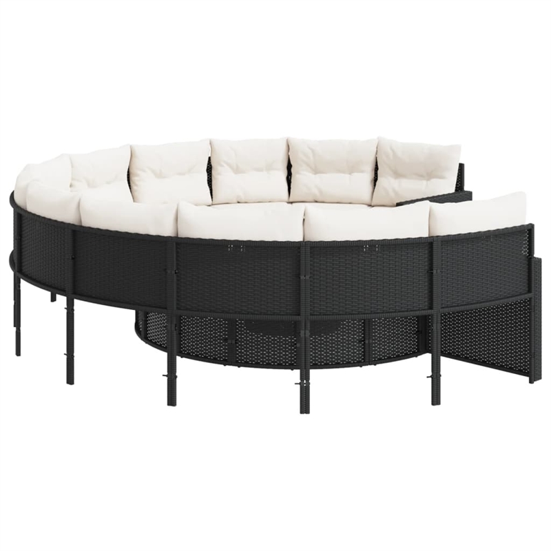 vidaXL Patio Sofa in Black & Cream With White Frame