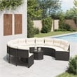 vidaXL Garden Sofa in Black & Cream With White Frame