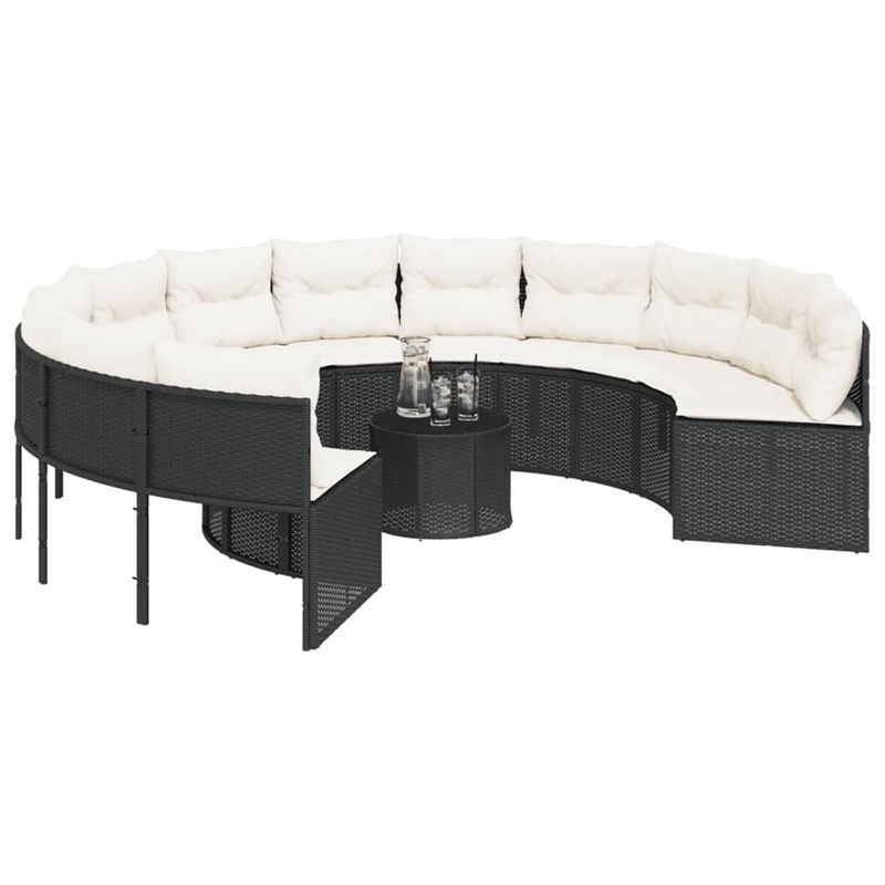 vidaXL Garden Sofa in Black & Cream With White Frame