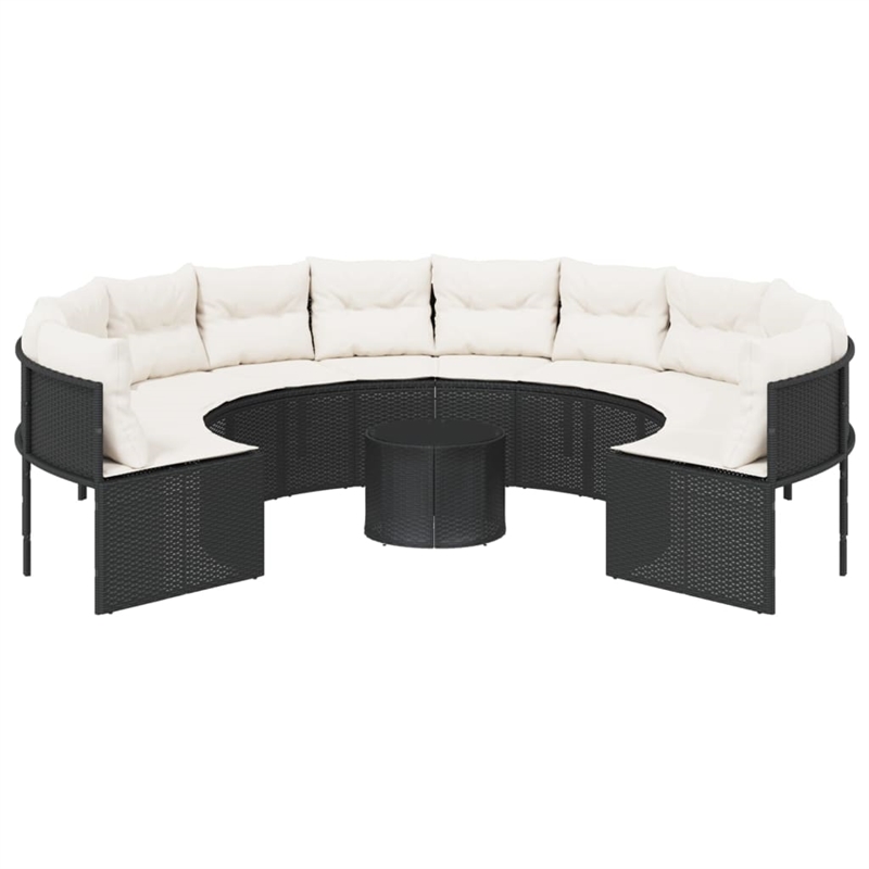vidaXL Garden Sofa in Black & Cream With White Frame