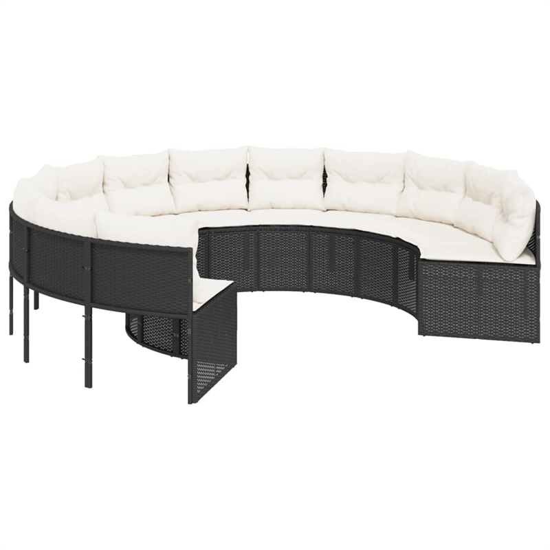 vidaXL Garden Sofa in Black & Cream With White Frame