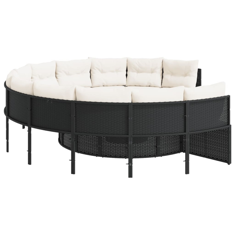 vidaXL Garden Sofa in Black & Cream With White Frame