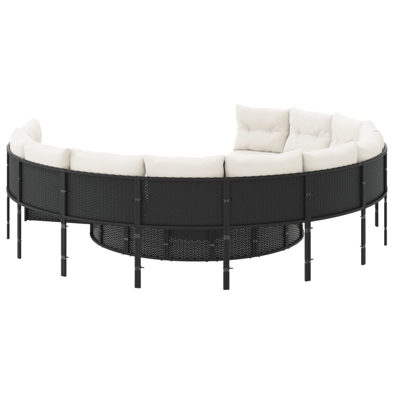 vidaXL Garden Sofa in Black & Cream With White Frame