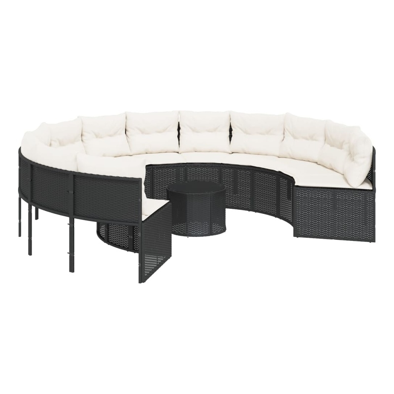 vidaXL Garden Sofa in Black & Cream With White Frame
