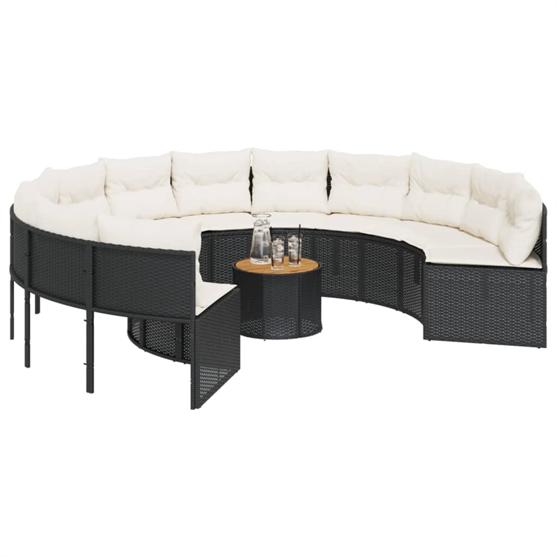 vidaXL Patio Sofa in Black & Cream With White Frame