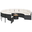 vidaXL Patio Sofa in Black & Cream With White Frame