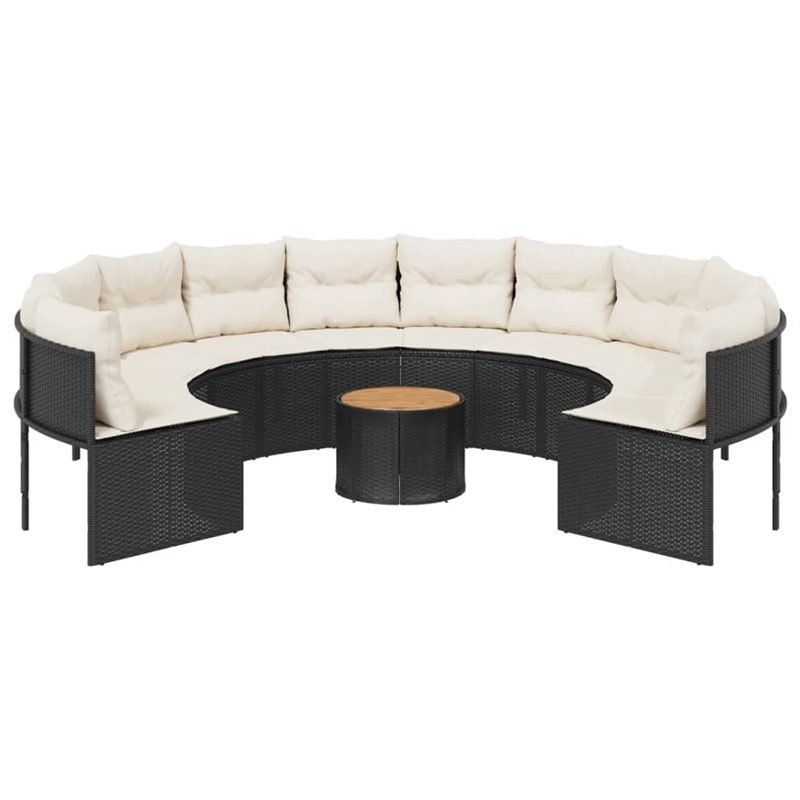 vidaXL Patio Sofa in Black & Cream With White Frame