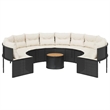 vidaXL Patio Sofa in Black & Cream With White Frame